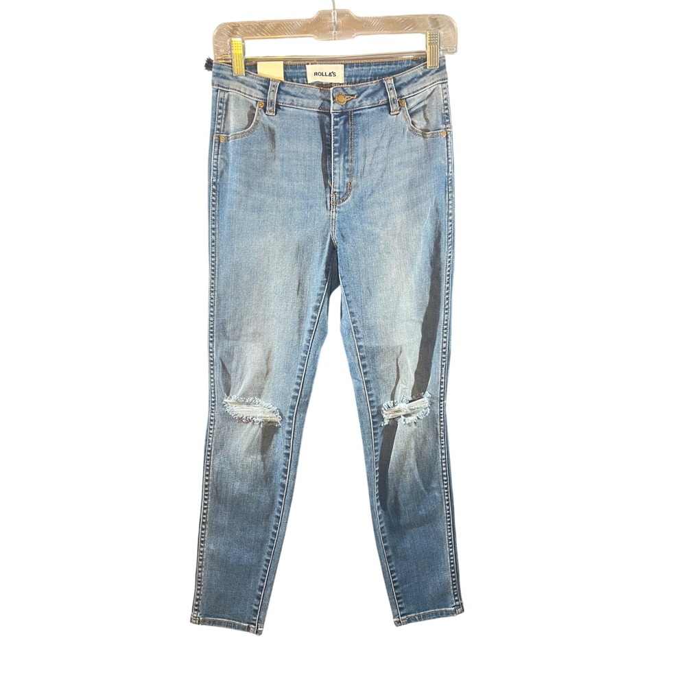 640 | NWT Rolla's Westcoast Ankle Super Skinny Jeans 28R Beaten Blue Distressed
